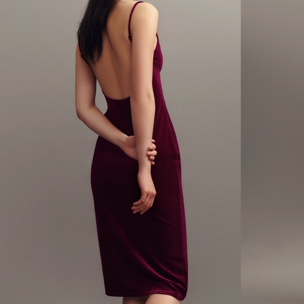 Reformation Merel Velvet Dress Chianti Velvet - Size L